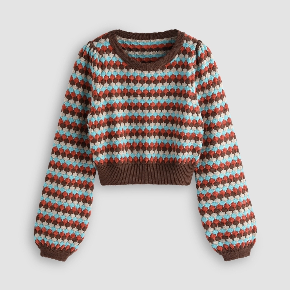 Cider Colorful Geometric Crew Neck Sweater